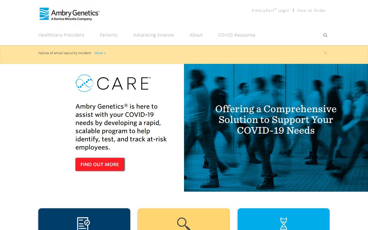 Ambry Genetics website screenshot: Ambry Genetics (2020)