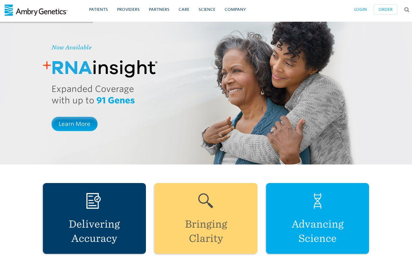 Ambry Genetics website screenshot: Ambry Genetics (2021)