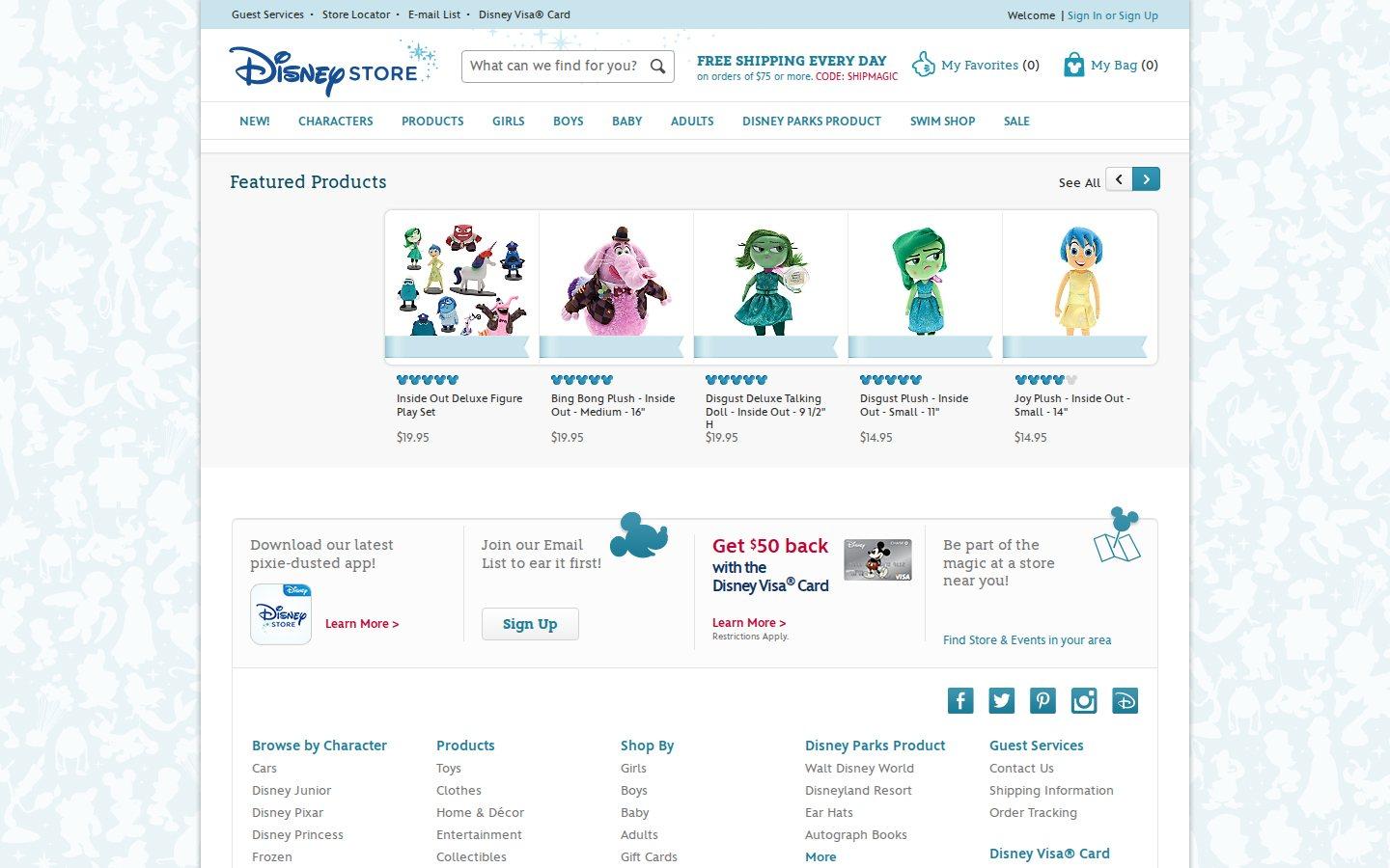 Disney Consumer Products screenshot — Disney Store (2015)