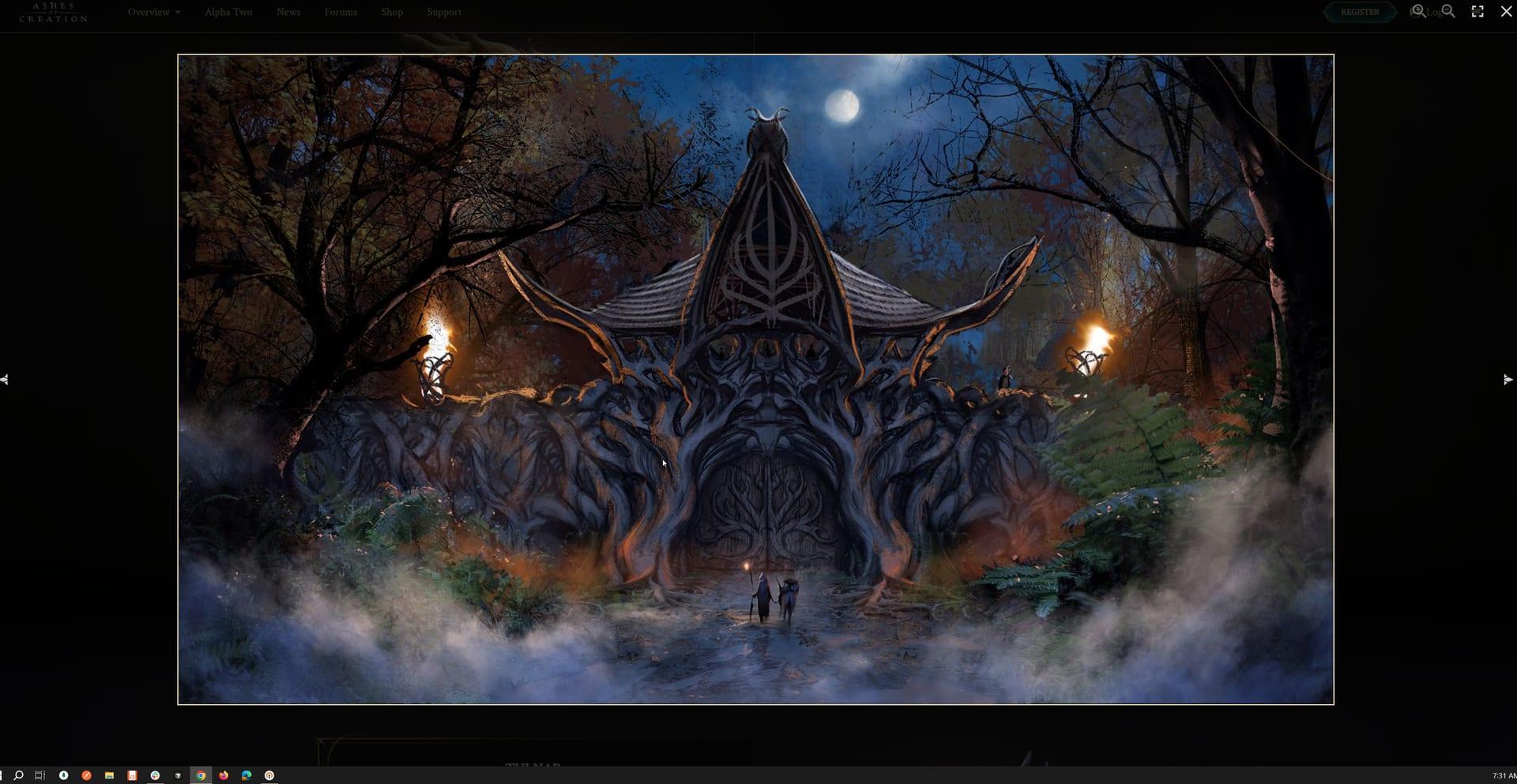 Intrepid Studios website screenshot: Ashes of Creation — Race Art Lightbox