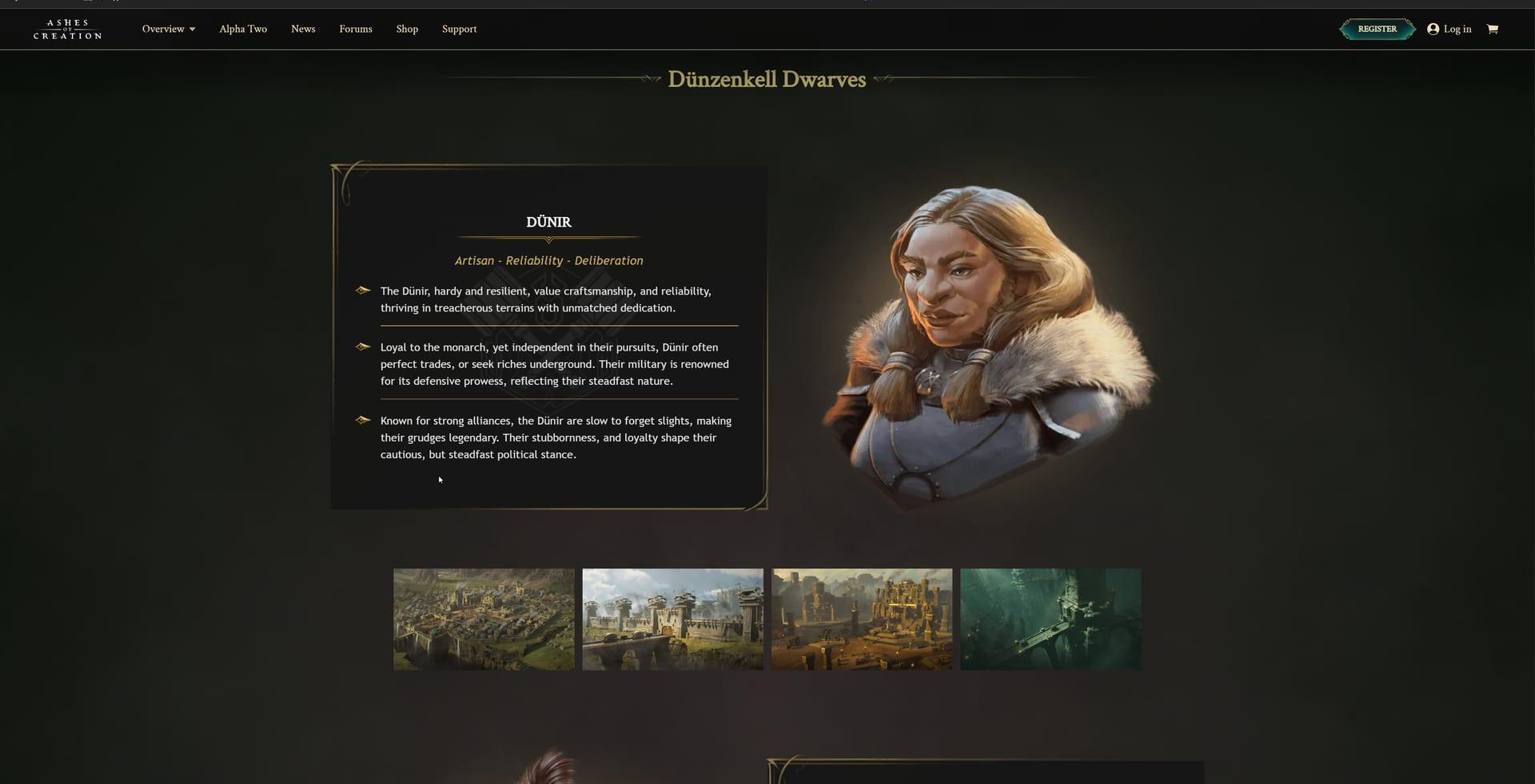 Intrepid Studios website screenshot: Ashes of Creation — Kaelar