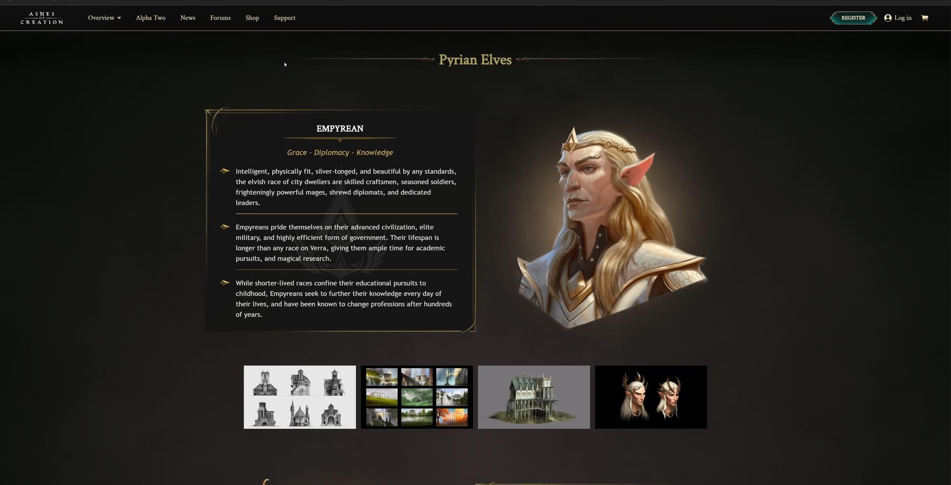 Intrepid Studios website screenshot: Ashes of Creation — Ren'Kai