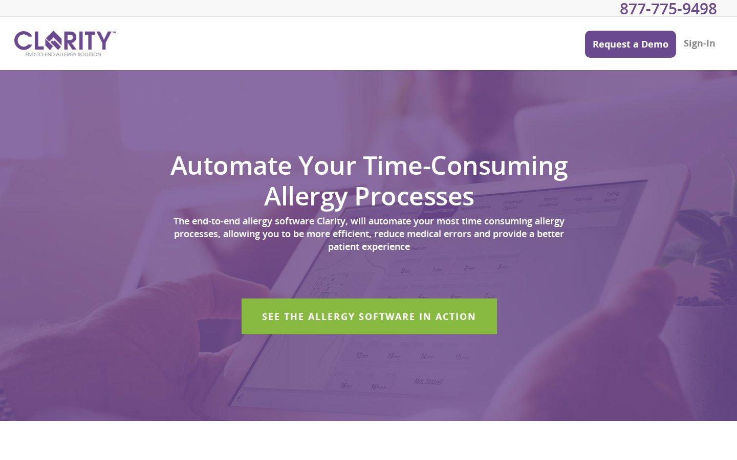 NetBrains, Inc website screenshot: Clarity Allergy (2018)
