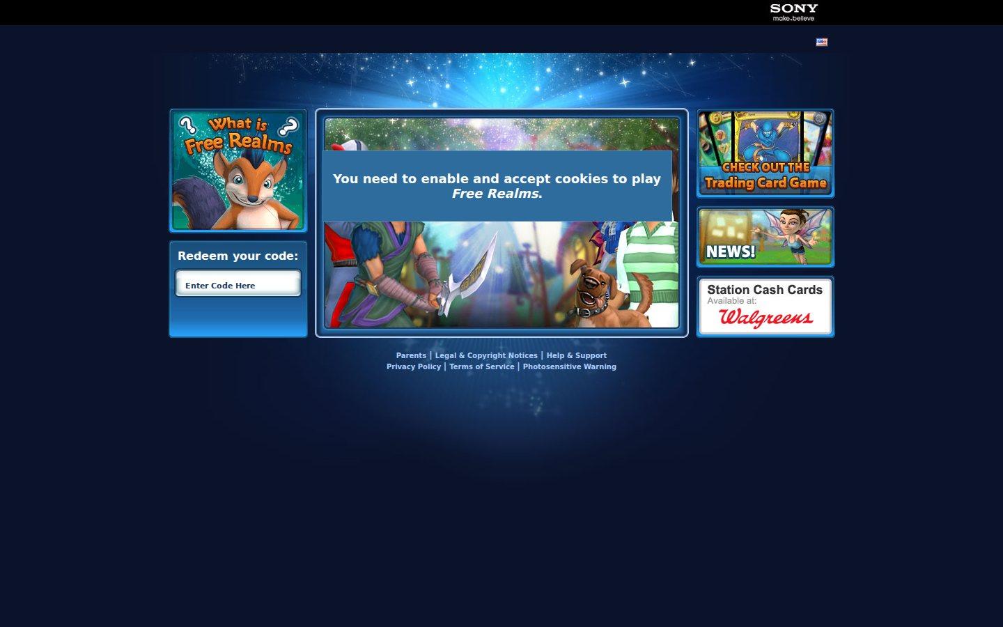 Sony Online Entertainment website screenshot: Free Realms — Home