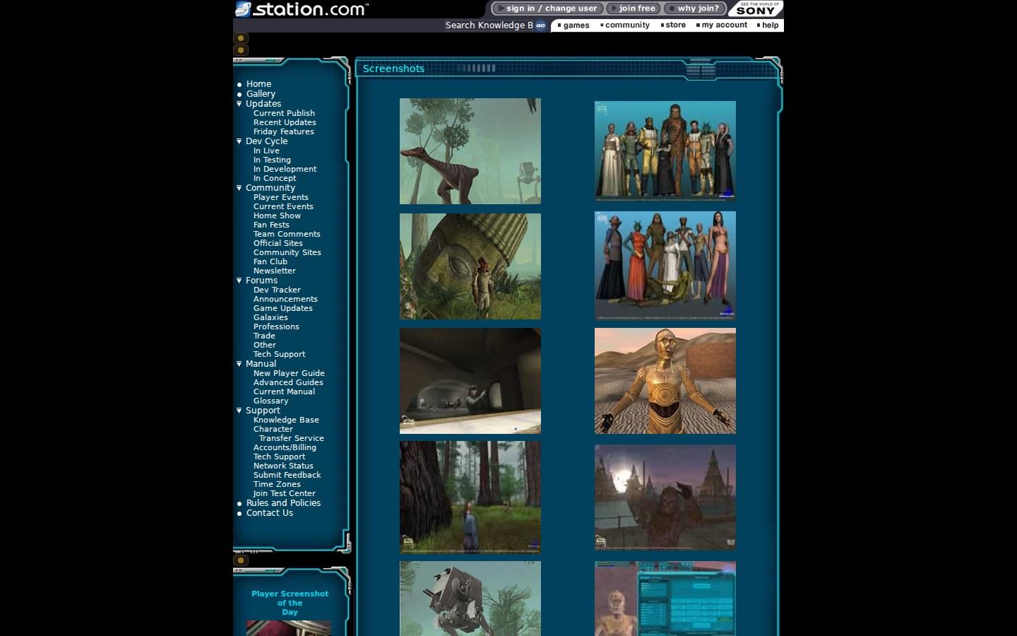Sony Online Entertainment website screenshot: Star Wars Galaxies — Screenshots